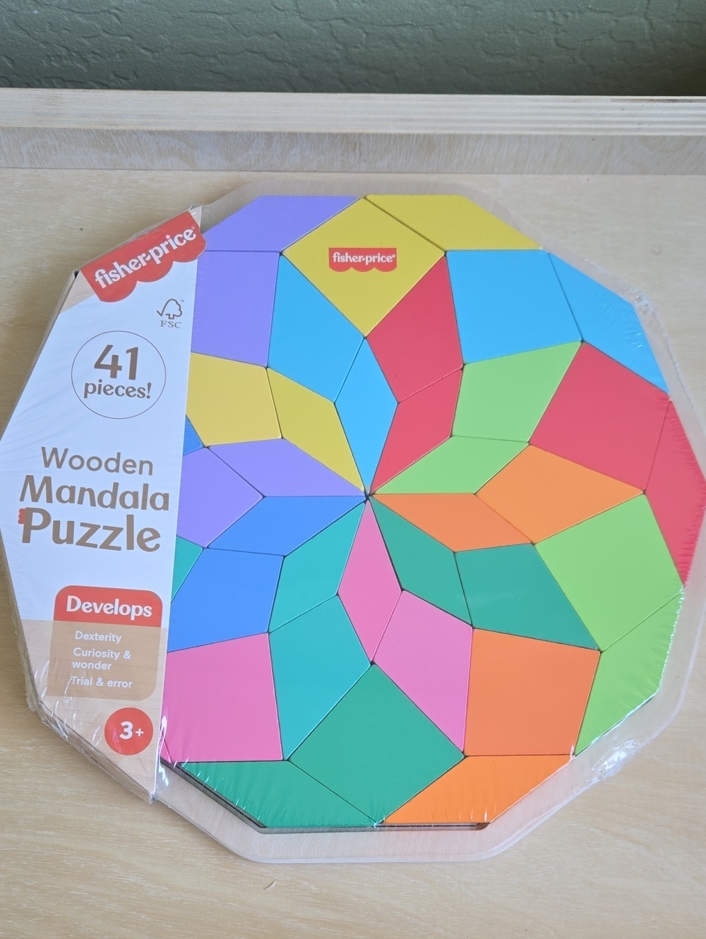 Fisher-Price Bright Multicolor Wooden Mandala Puzzle